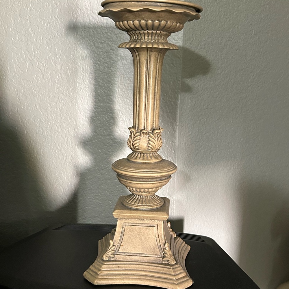 Elegant Tall Tan Candle Holder